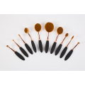 10PCS Synthetic Hair Oval Tooth Shaped Makeup Brush Kit